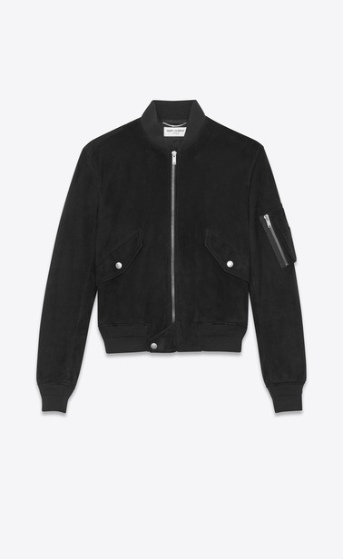 Bomber jacket in black suede